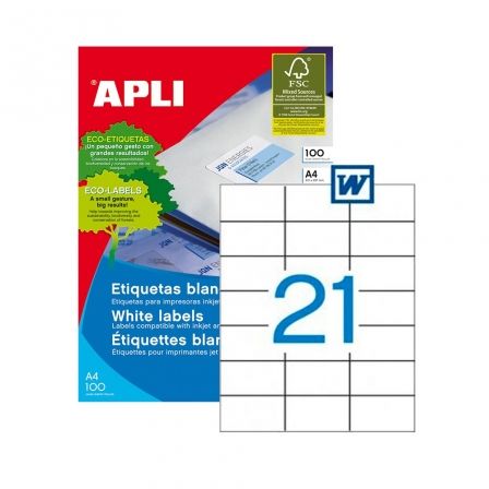 Apli Etiquetas Adhesivas 70x42,4mm Blanco 100 Hojas Apli Etiquetas Adhesivas 70x42,4mm Blanco 100 Hojas
